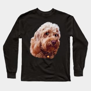 Cute Cavapoo Cavoodle puppy dog side eye Face  - cavalier king charles spaniel poodle, puppy love Long Sleeve T-Shirt